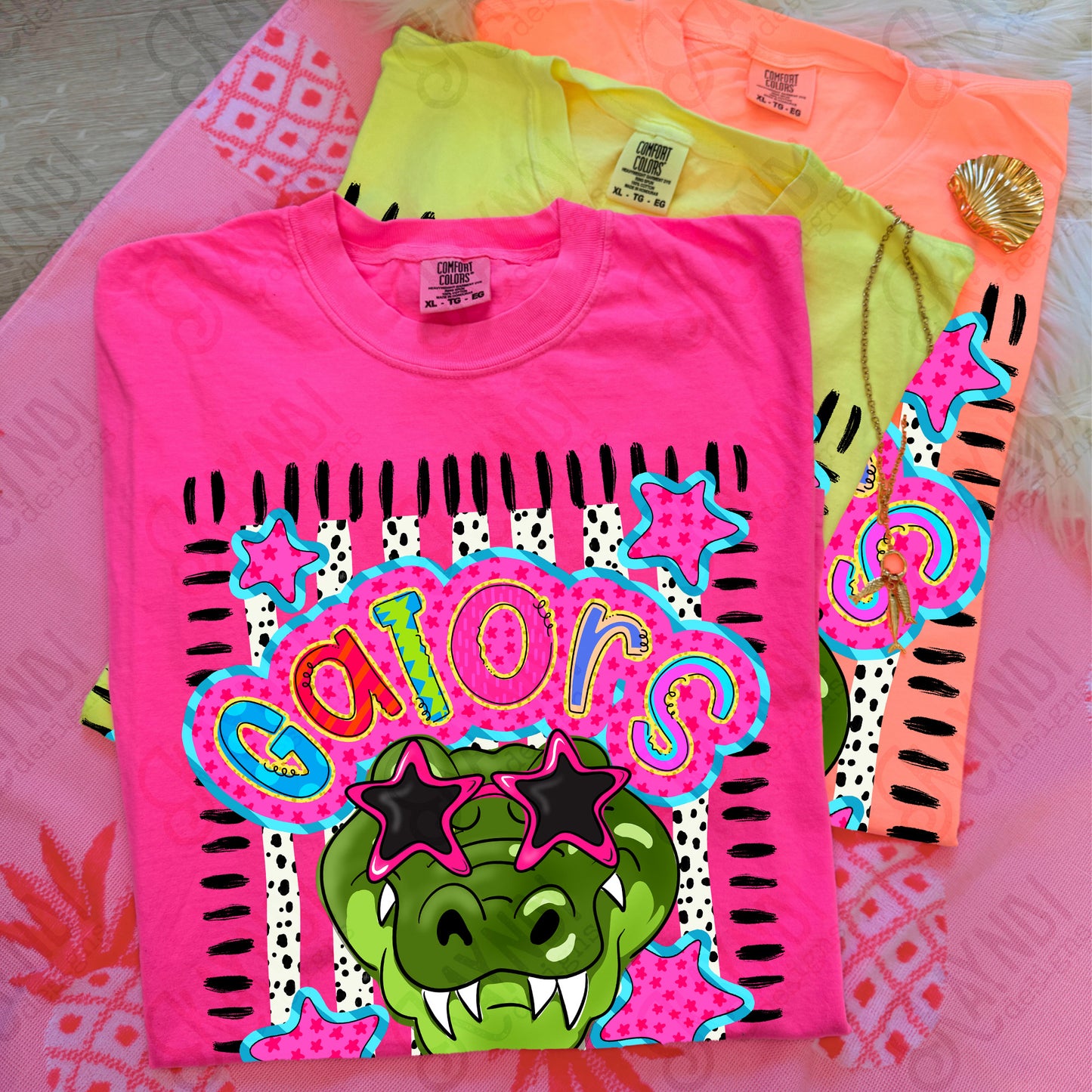Doodle Star Sunglasses Alligator PNG Digital Download Sublimation DTF Print Preppy Colorful Mascot Spirit