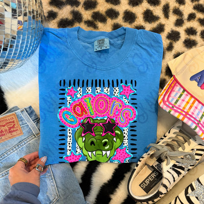Doodle Star Sunglasses Alligator PNG Digital Download Sublimation DTF Print Preppy Colorful Mascot Spirit