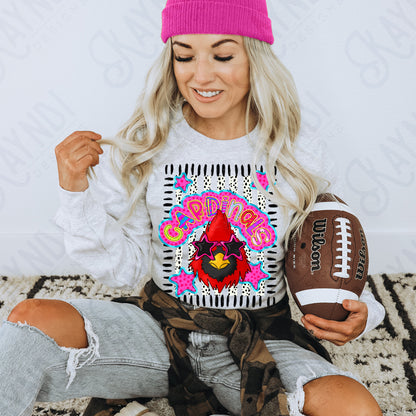 Doodle Star Sunglasses Cardinals PNG Digital Download Sublimation DTF Print Preppy Colorful Mascot Spirit