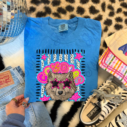 Doodle Star Sunglasses Coyote PNG Digital Download Sublimation DTF Print Preppy Colorful Mascot Spirit