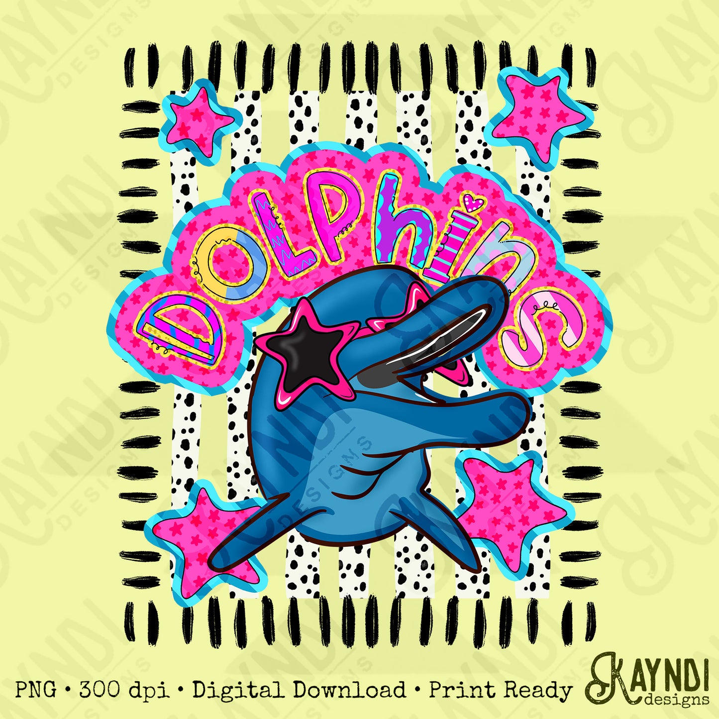 Doodle Star Sunglasses Dolphin PNG Digital Download Sublimation DTF Print Preppy Colorful Mascot Spirit