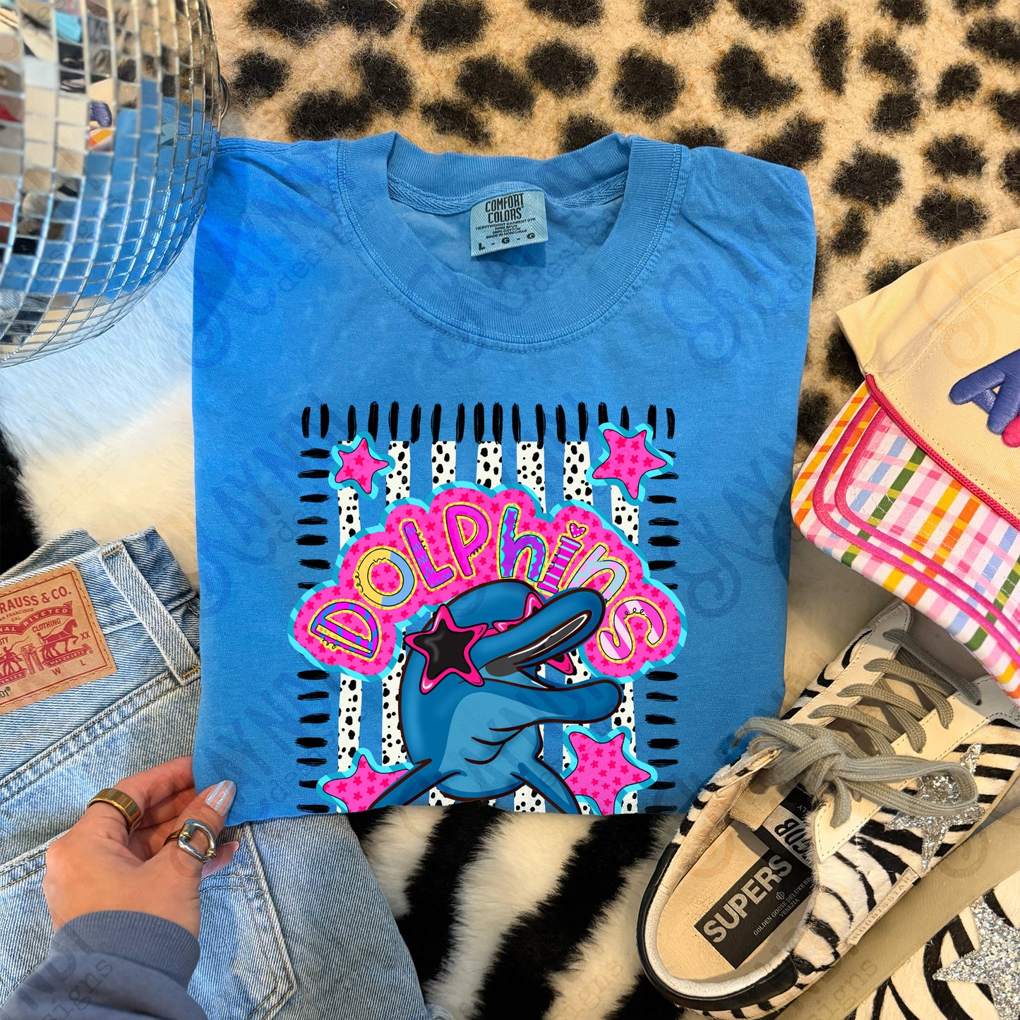 Doodle Star Sunglasses Dolphin PNG Digital Download Sublimation DTF Print Preppy Colorful Mascot Spirit