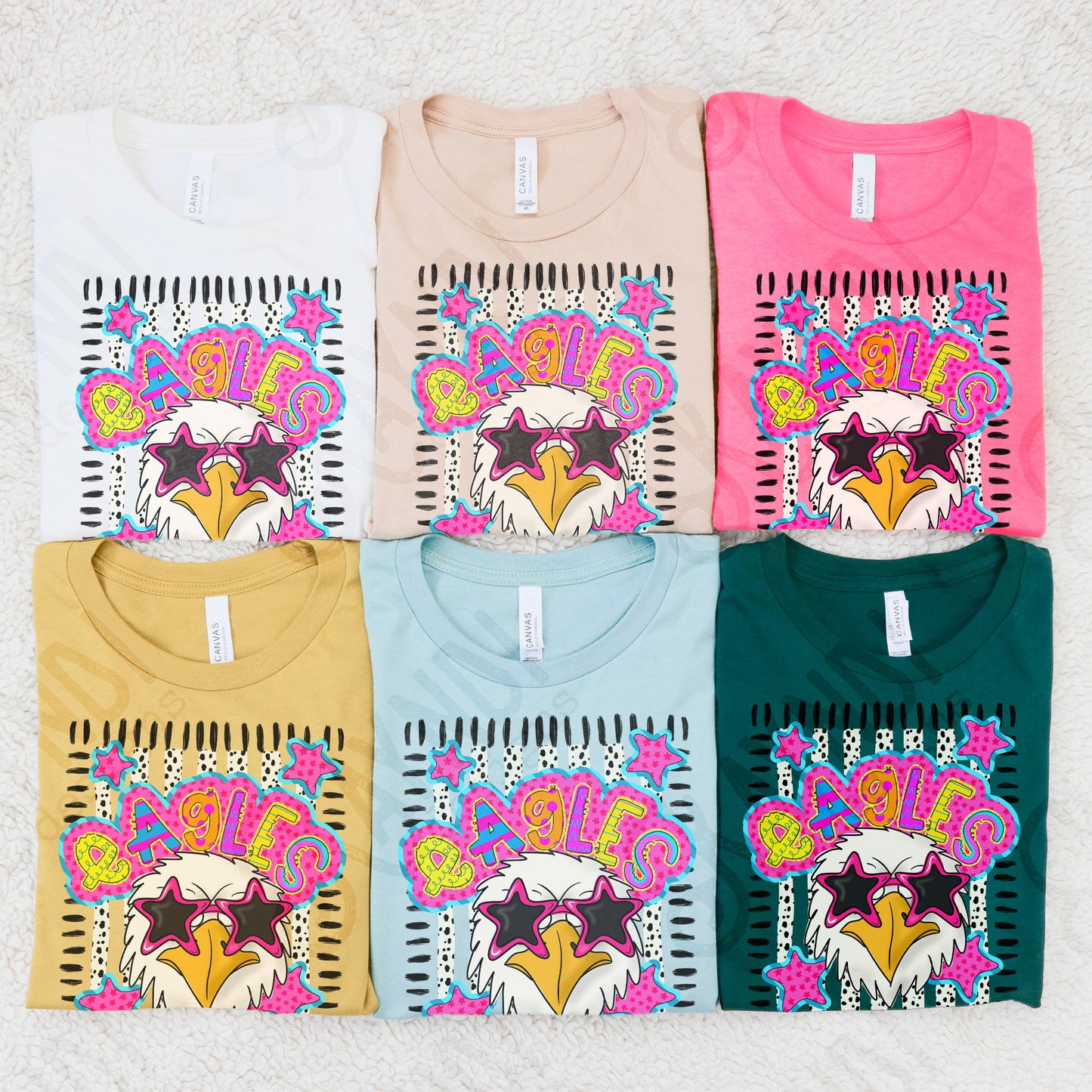 Doodle Star Sunglasses Eagle PNG Digital Download Sublimation DTF Print Preppy Colorful Mascot Spirit