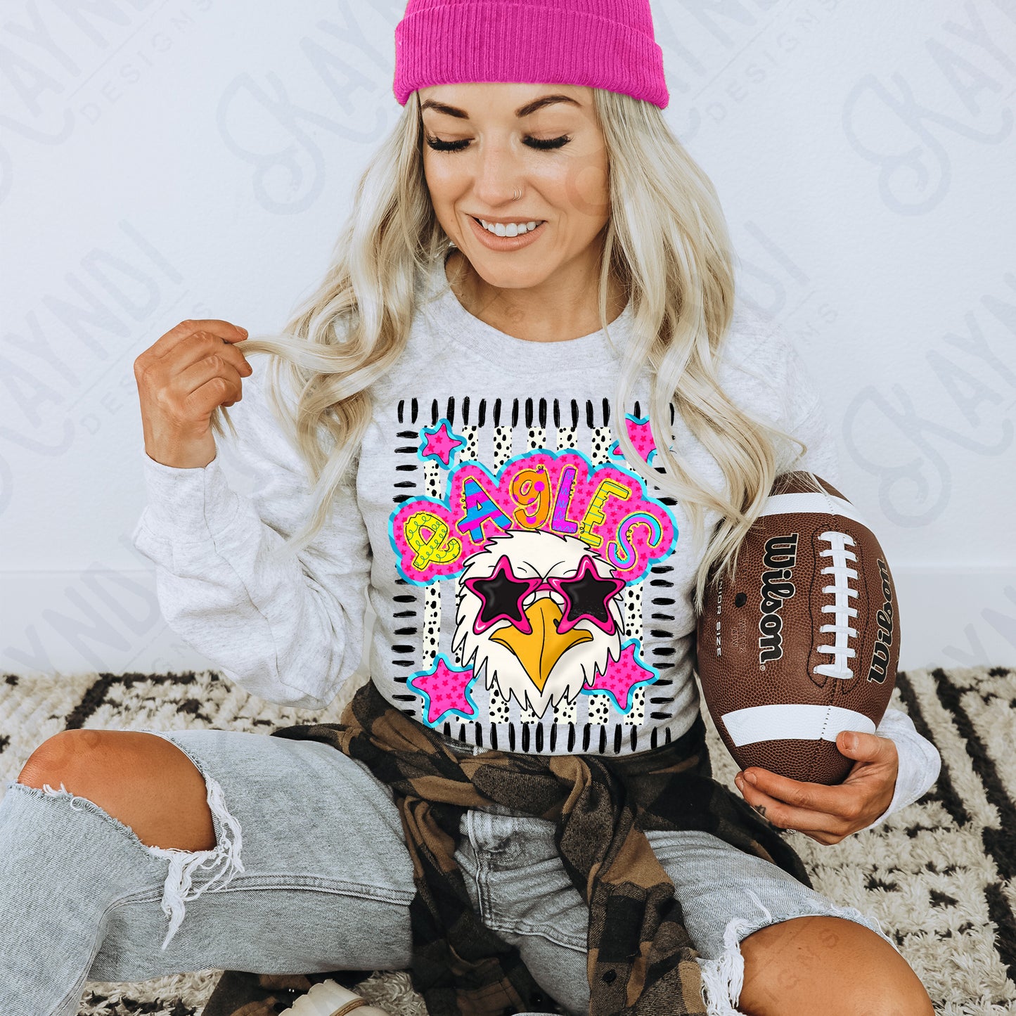 Doodle Star Sunglasses Eagle PNG Digital Download Sublimation DTF Print Preppy Colorful Mascot Spirit