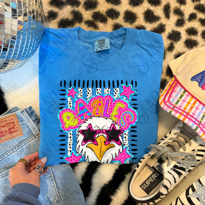 Doodle Star Sunglasses Eagle PNG Digital Download Sublimation DTF Print Preppy Colorful Mascot Spirit