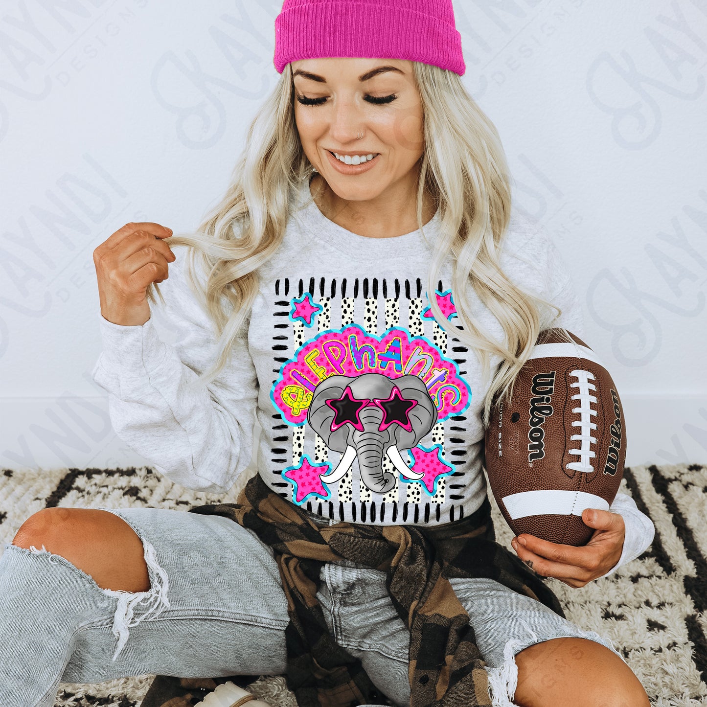 Doodle Star Sunglasses Elephant PNG Digital Download Sublimation DTF Print Preppy Colorful Mascot Spirit