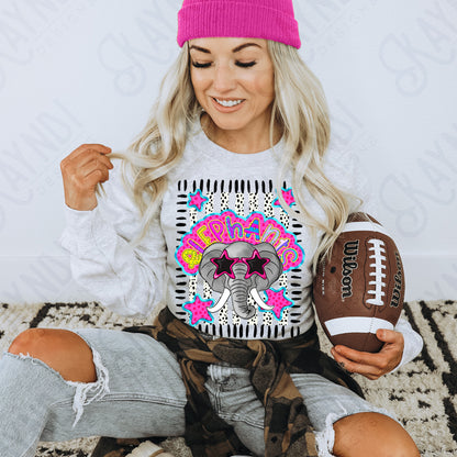 Doodle Star Sunglasses Elephant PNG Digital Download Sublimation DTF Print Preppy Colorful Mascot Spirit