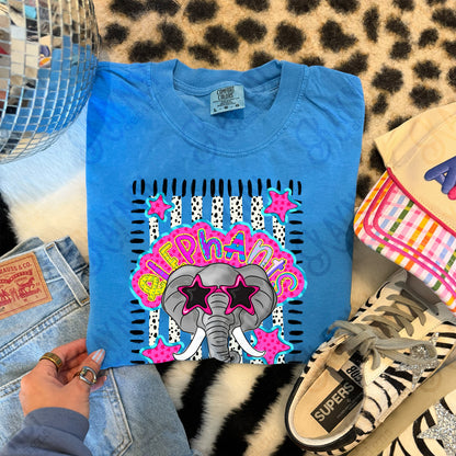Doodle Star Sunglasses Elephant PNG Digital Download Sublimation DTF Print Preppy Colorful Mascot Spirit