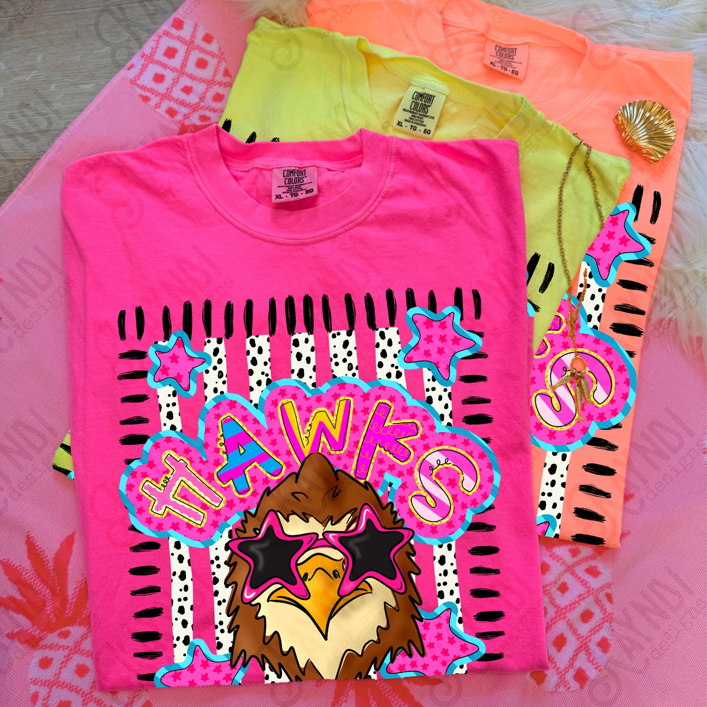 Doodle Star Sunglasses Hawk PNG Digital Download Sublimation DTF Print Preppy Colorful Mascot Spirit