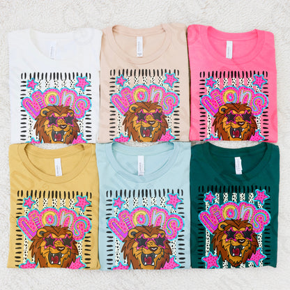 Doodle Star Sunglasses Lion PNG Digital Download Sublimation DTF Print Preppy Colorful Mascot Spirit