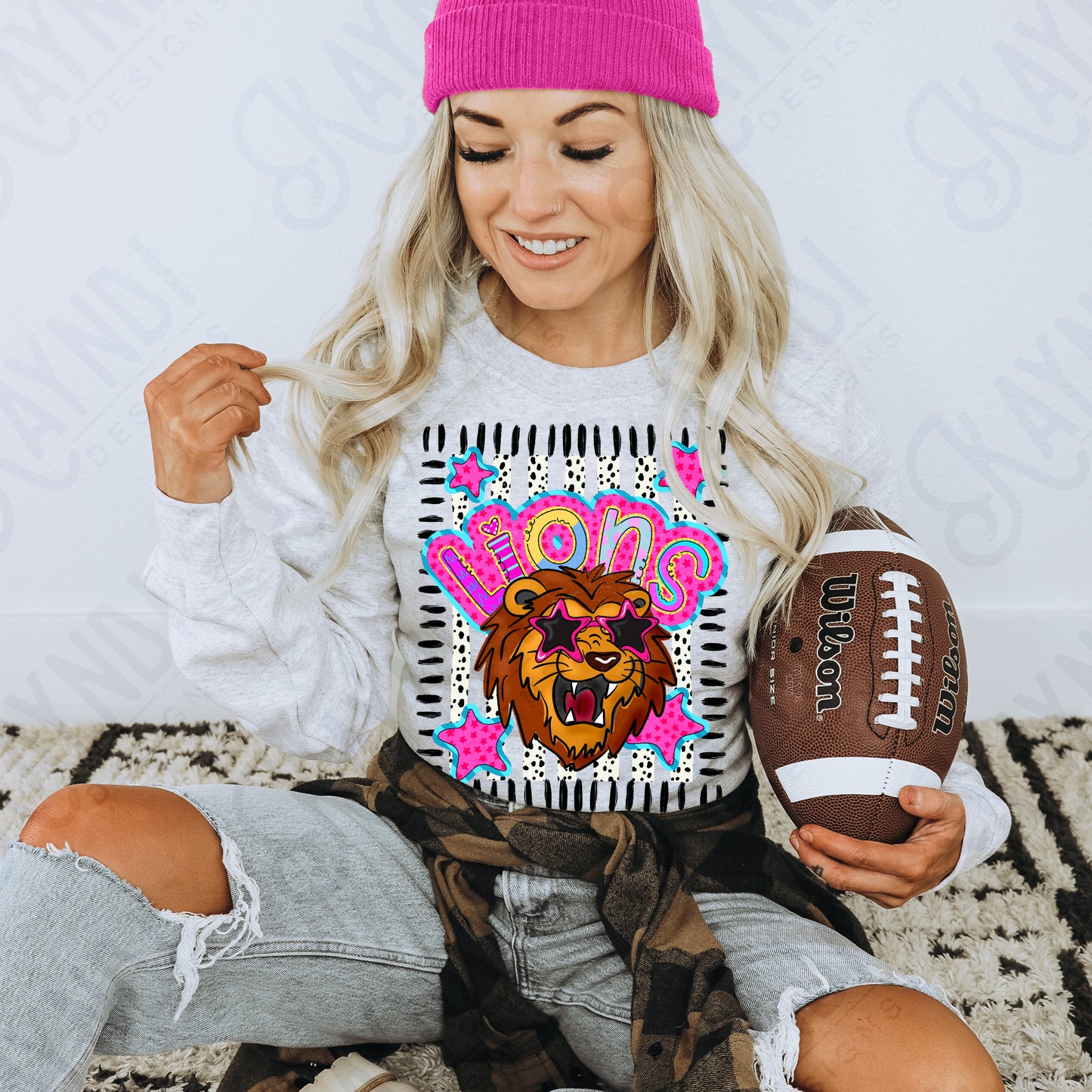 Doodle Star Sunglasses Lion PNG Digital Download Sublimation DTF Print Preppy Colorful Mascot Spirit