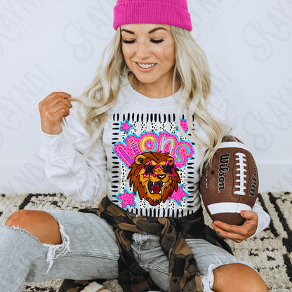 Doodle Star Sunglasses Lion PNG Digital Download Sublimation DTF Print Preppy Colorful Mascot Spirit