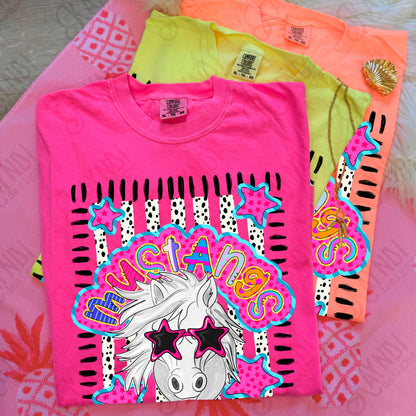 Doodle Star Sunglasses Mustang White PNG Digital Download Sublimation DTF Print Preppy Colorful Mascot Spirit