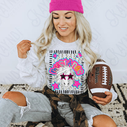 Doodle Star Sunglasses Mustang White PNG Digital Download Sublimation DTF Print Preppy Colorful Mascot Spirit