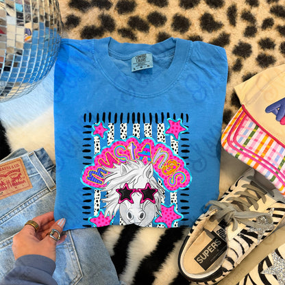 Doodle Star Sunglasses Mustang White PNG Digital Download Sublimation DTF Print Preppy Colorful Mascot Spirit