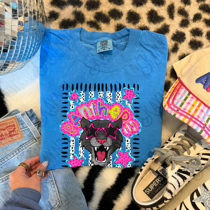 Doodle Star Sunglasses Panther PNG Digital Download Sublimation DTF Print Preppy Colorful Mascot Spirit