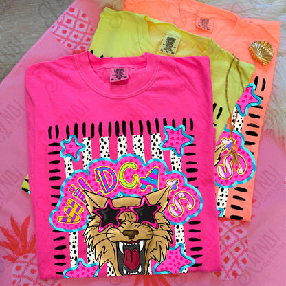 Doodle Star Sunglasses Wildcat PNG Digital Download Sublimation DTF Print Preppy Colorful Mascot Spirit