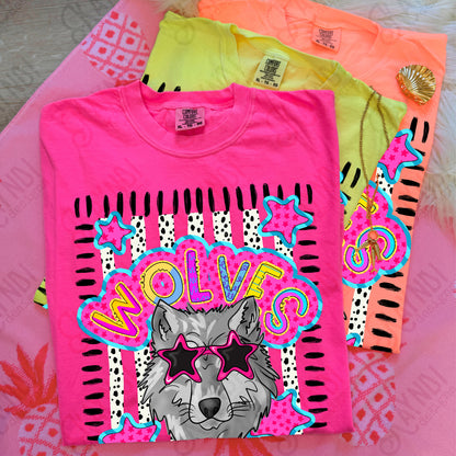 Doodle Star Sunglasses Wolf PNG Digital Download Sublimation DTF Print Preppy Colorful Mascot Spirit