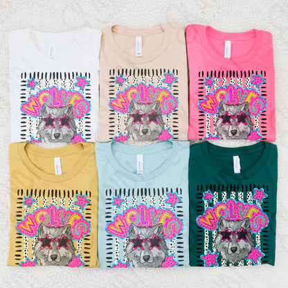 Doodle Star Sunglasses Wolf PNG Digital Download Sublimation DTF Print Preppy Colorful Mascot Spirit