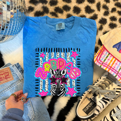 Doodle Star Sunglasses Zebra PNG Digital Download Sublimation DTF Print Preppy Colorful Mascot Spirit