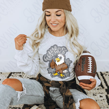 Friendly Mascot Eagle Black Neutral PNG Digital Download Sublimation DTF Print Preppy Colorful Mascot Spirit