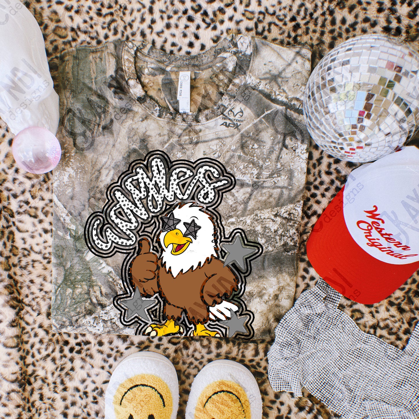 Friendly Mascot Eagle Black Neutral PNG Digital Download Sublimation DTF Print Preppy Colorful Mascot Spirit