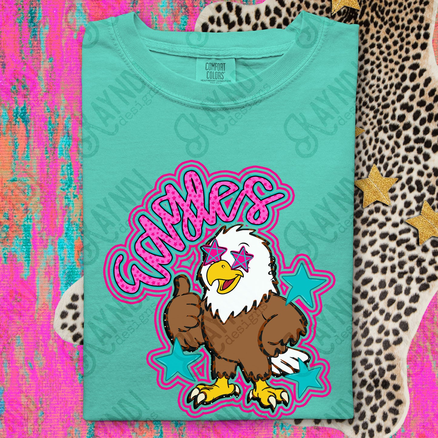 Friendly Mascot Eagle Pink Colorful PNG Digital Download Sublimation DTF Print Preppy Colorful Mascot Spirit