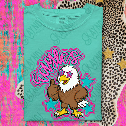 Friendly Mascot Eagle Pink Colorful PNG Digital Download Sublimation DTF Print Preppy Colorful Mascot Spirit