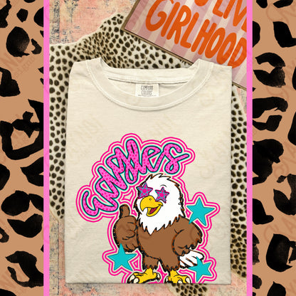 Friendly Mascot Eagle Pink Colorful PNG Digital Download Sublimation DTF Print Preppy Colorful Mascot Spirit