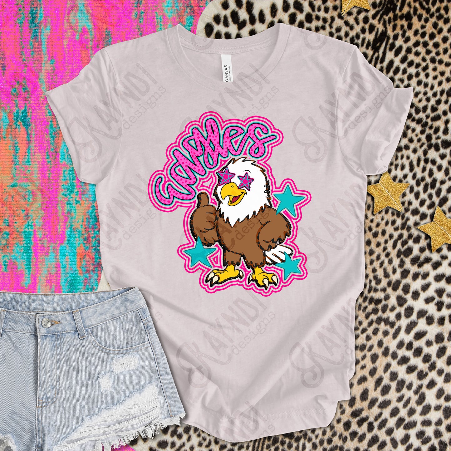 Friendly Mascot Eagle Pink Colorful PNG Digital Download Sublimation DTF Print Preppy Colorful Mascot Spirit
