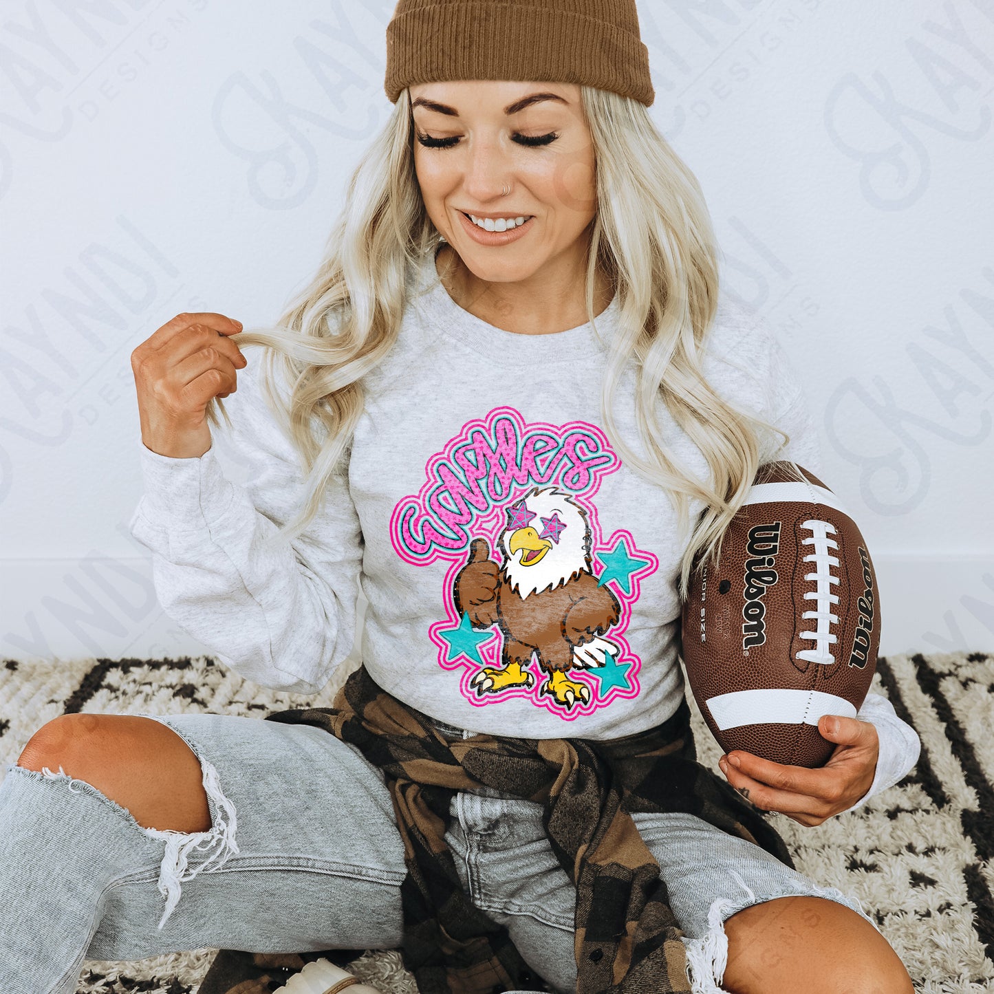 Friendly Mascot Eagle Pink Colorful PNG Digital Download Sublimation DTF Print Preppy Colorful Mascot Spirit