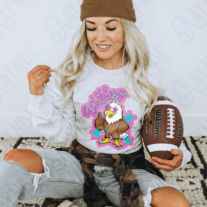 Friendly Mascot Eagle Pink Colorful PNG Digital Download Sublimation DTF Print Preppy Colorful Mascot Spirit