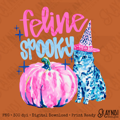 Feline Spooky PNG Digital Download Sublimation DTF Print Halloween Pumpkin
