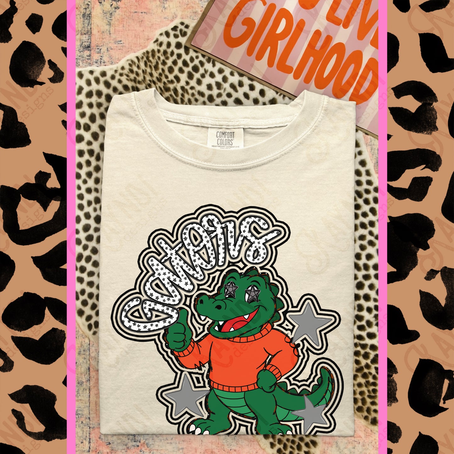 Friendly Mascot Gator Black Neutral PNG Digital Download Sublimation DTF Print Preppy Colorful Mascot Spirit
