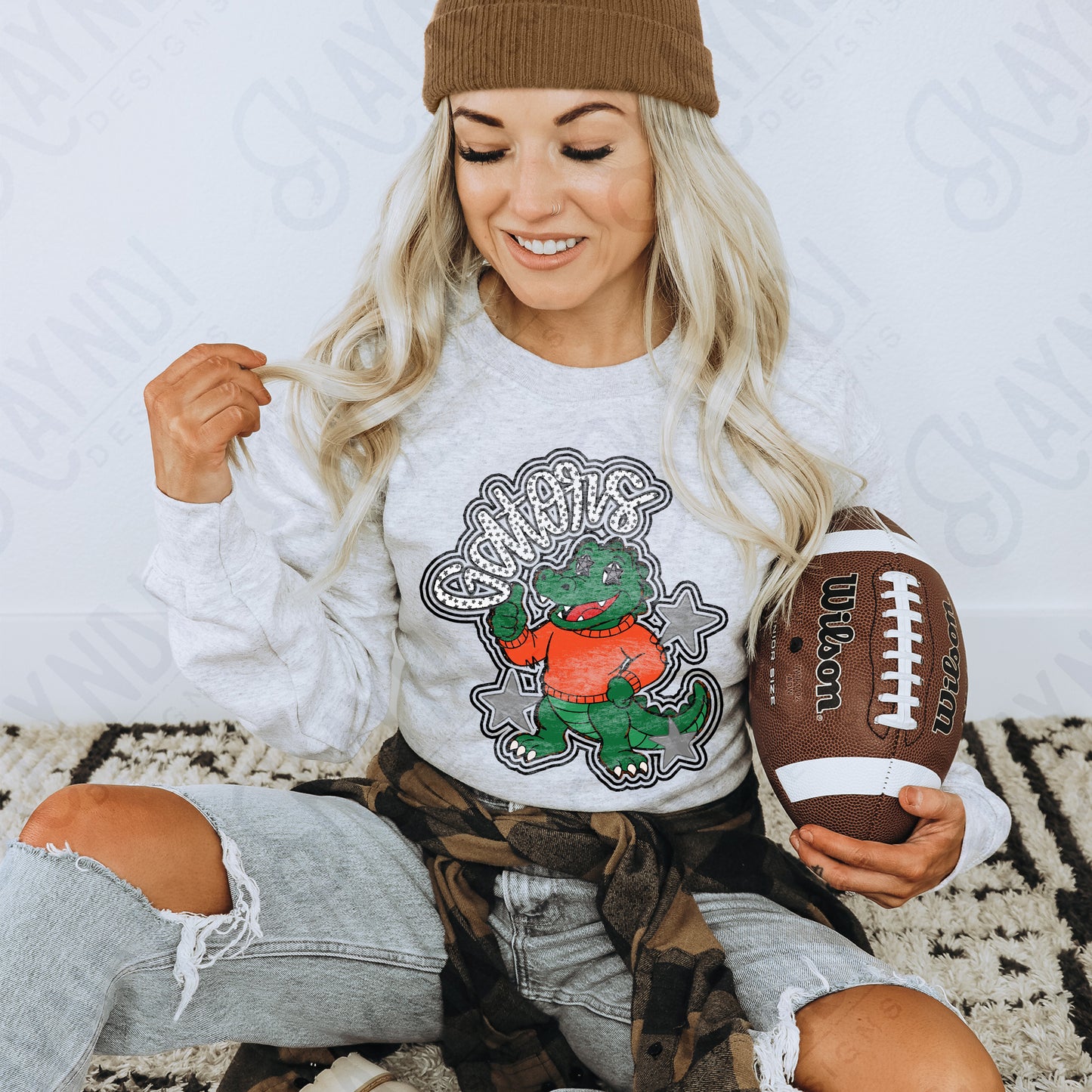 Friendly Mascot Gator Black Neutral PNG Digital Download Sublimation DTF Print Preppy Colorful Mascot Spirit