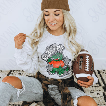 Friendly Mascot Gator Black Neutral PNG Digital Download Sublimation DTF Print Preppy Colorful Mascot Spirit