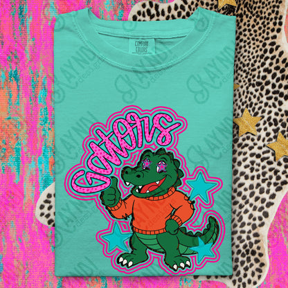 Friendly Mascot Gator Pink Colorful PNG Digital Download Sublimation DTF Print Preppy Colorful Mascot Spirit