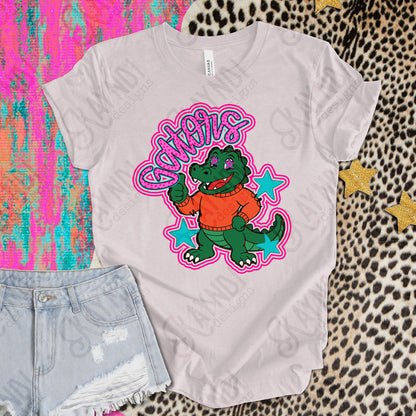 Friendly Mascot Gator Pink Colorful PNG Digital Download Sublimation DTF Print Preppy Colorful Mascot Spirit