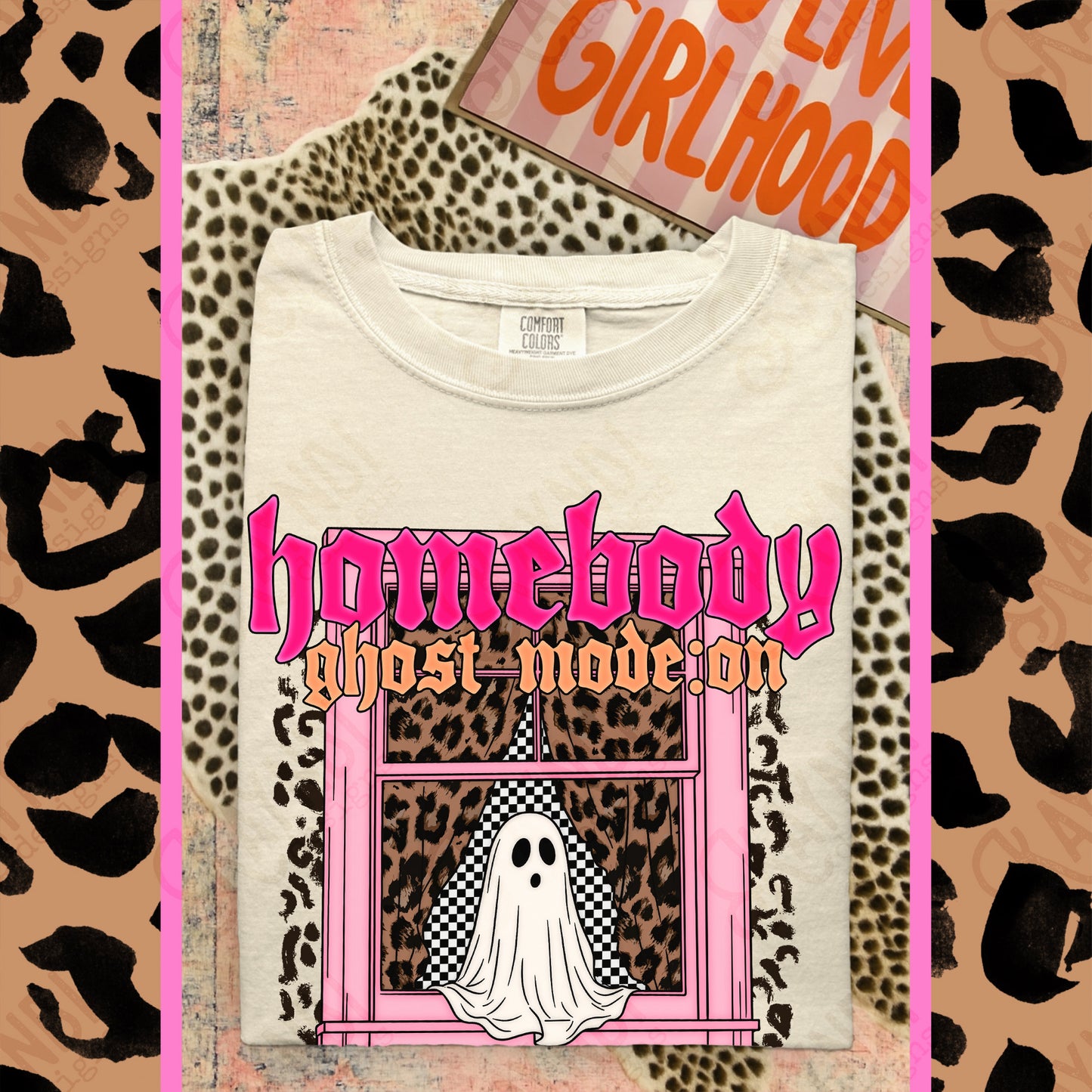 Homebody Ghost Mode On PNG Digital Download Sublimation DTF Print Boujee Leopard Checker Ghost
