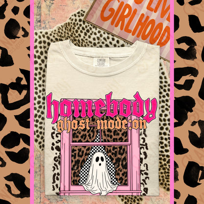 Homebody Ghost Mode On PNG Digital Download Sublimation DTF Print Boujee Leopard Checker Ghost