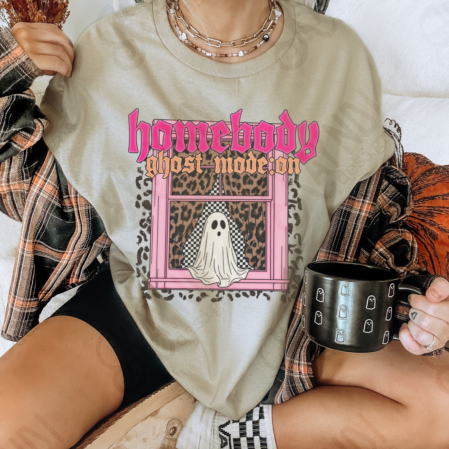Homebody Ghost Mode On PNG Digital Download Sublimation DTF Print Boujee Leopard Checker Ghost