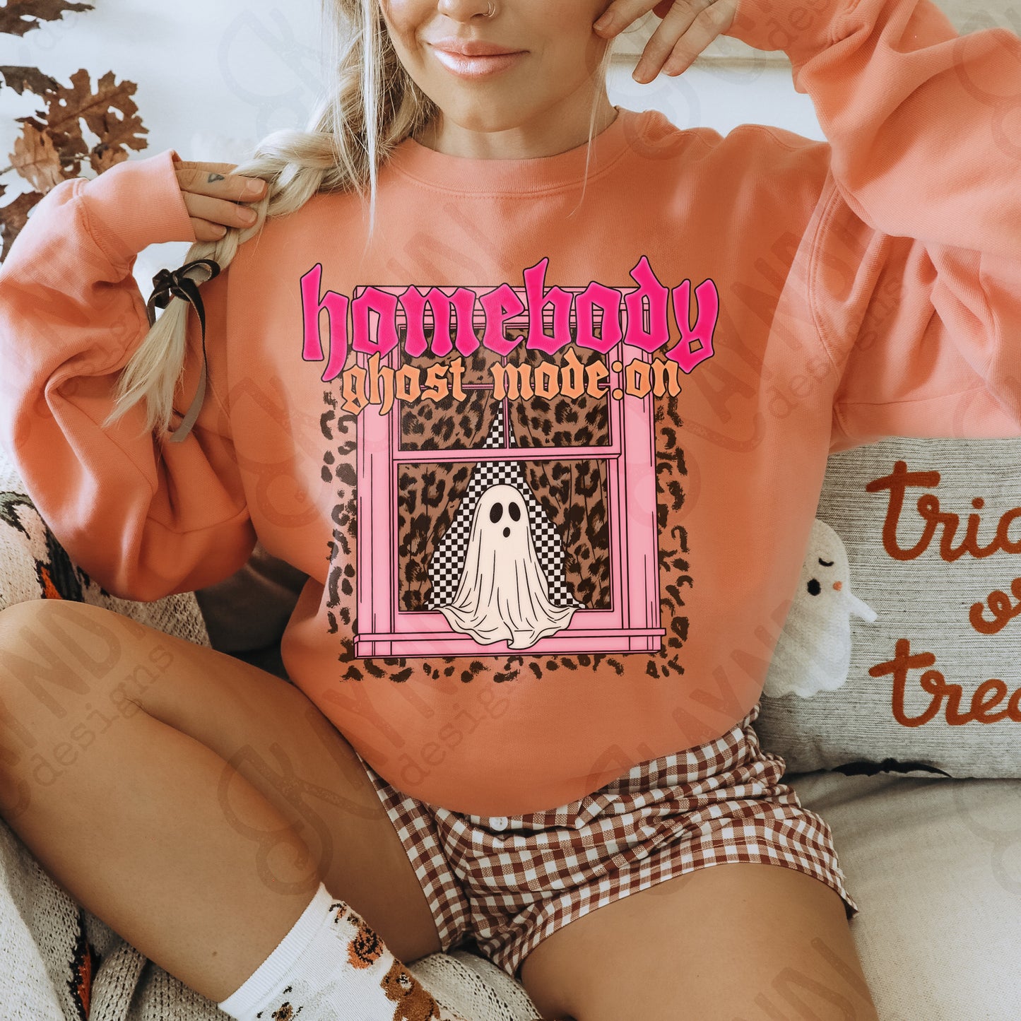 Homebody Ghost Mode On PNG Digital Download Sublimation DTF Print Boujee Leopard Checker Ghost