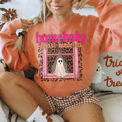 Homebody Ghost Mode On PNG Digital Download Sublimation DTF Print Boujee Leopard Checker Ghost