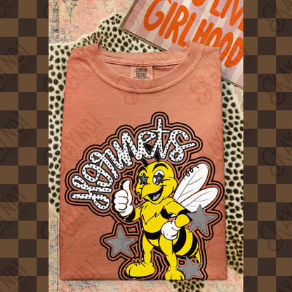 Friendly Mascot Hornet Black Neutral PNG Digital Download Sublimation DTF Print Preppy Colorful Mascot Spirit