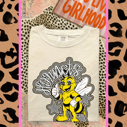 Friendly Mascot Hornet Black Neutral PNG Digital Download Sublimation DTF Print Preppy Colorful Mascot Spirit
