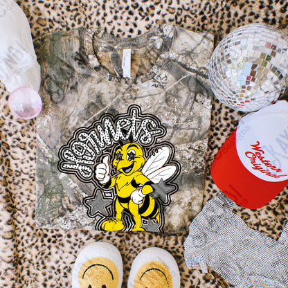 Friendly Mascot Hornet Black Neutral PNG Digital Download Sublimation DTF Print Preppy Colorful Mascot Spirit