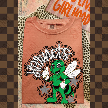 Friendly Mascot Hornet Green Black Neutral PNG Digital Download Sublimation DTF Print Preppy Colorful Mascot Spirit