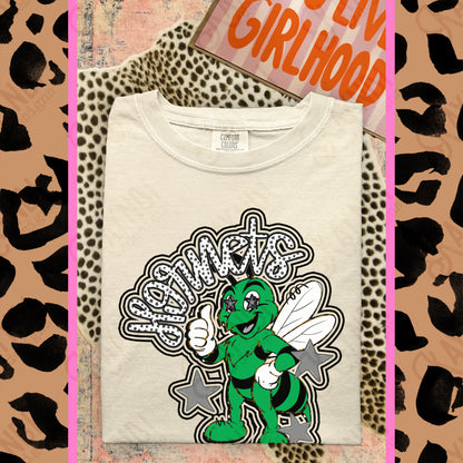Friendly Mascot Hornet Green Black Neutral PNG Digital Download Sublimation DTF Print Preppy Colorful Mascot Spirit