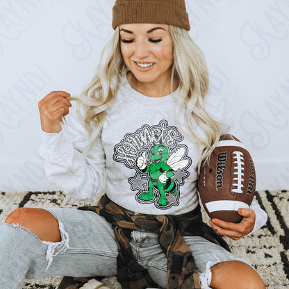 Friendly Mascot Hornet Green Black Neutral PNG Digital Download Sublimation DTF Print Preppy Colorful Mascot Spirit