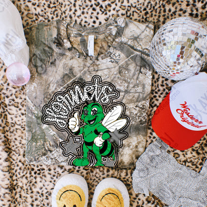 Friendly Mascot Hornet Green Black Neutral PNG Digital Download Sublimation DTF Print Preppy Colorful Mascot Spirit